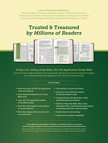 NLT Life Application Study Bible, Third Edition, Large Print (Leatherlike, Black/Onyx, Indexed): New Living Translation, Life Application Study Bible, Black/onyx, Leatherlike