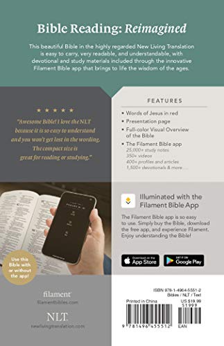 NLT Compact Zipper Bible, Filament Enabled Edition (Red Letter, Leatherlike, Charcoal Patch): New Living Translation, Filament Enabled Edition, Charcoal Patch, Leatherlike, With Zipper, Red Letter