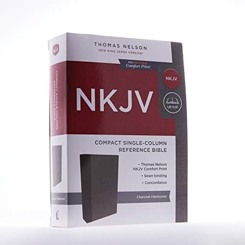 NKJV, Compact Single-Column Reference Bible, Hardcover, Gray, Comfort Print: Holy Bible, New King James Version