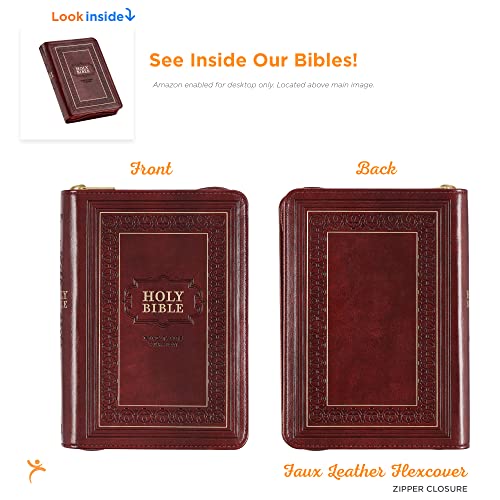 KJV Large Print Compact Bible Burgundy with Zipper Faux Leather