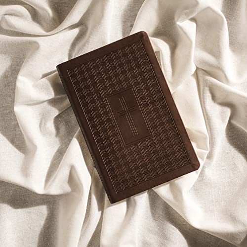 NLT Premium Value Thinline Bible, Filament Enabled Edition (Leatherlike, Dark Brown Cross)
