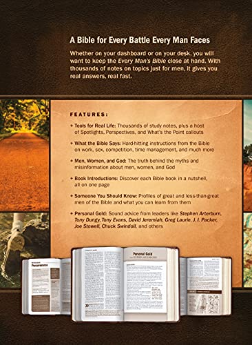 NLT Every Man's Bible, Large Print, Black Genuine Leather