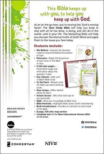 Holy Bible: New International Version, Chocolate, Italian Duo-Tone Teen Study Imitation Leather