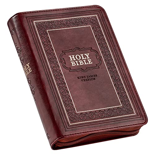 KJV Large Print Compact Bible Burgundy with Zipper Faux Leather