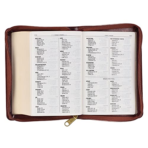 KJV Large Print Compact Bible Burgundy with Zipper Faux Leather