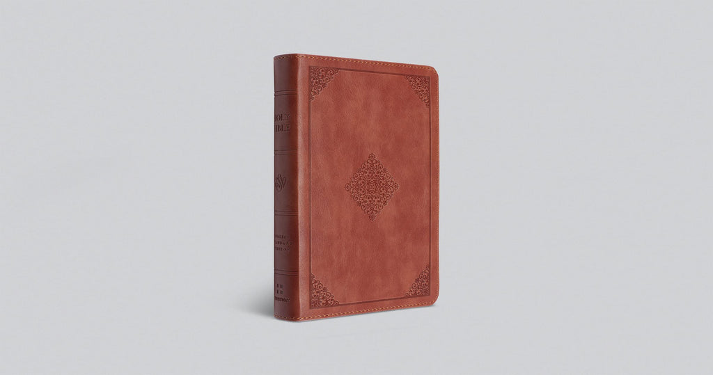 ESV Large Print Compact Bible: Esv Bible Trutone, Terracotta, Ornament Design Leather Bound – Large Print, 30 April 2021