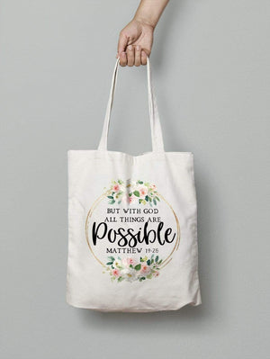 All things possible - Tote Bag - Christian Tote Bag: Carry Your Faith with You Everywhere You Go