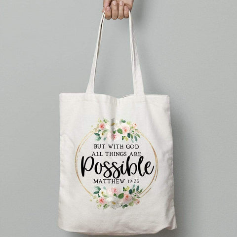 All things possible - Tote Bag - Christian Tote Bag: Carry Your Faith with You Everywhere You Go