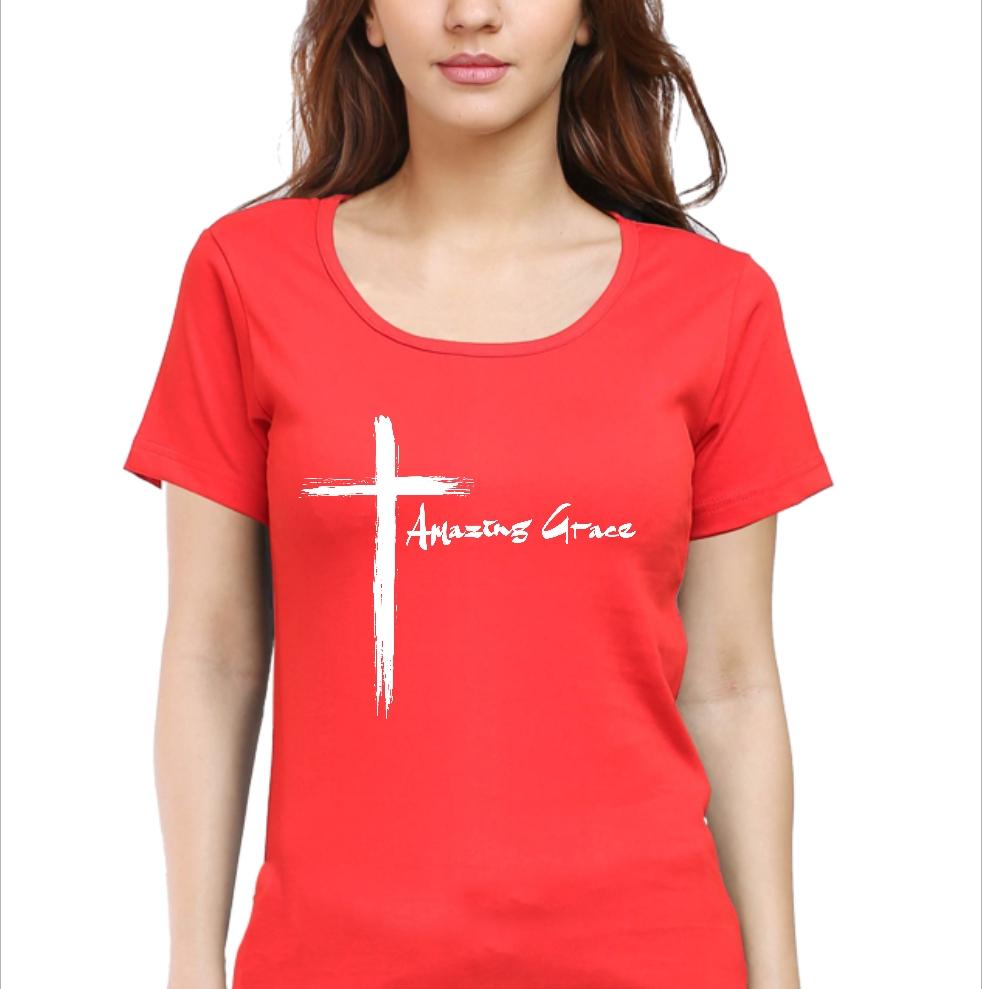 Amazing Grace Cross - Christian T-Shirts for Girls and Women | Faith-Inspired Clothing