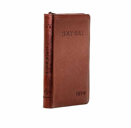 NIV HOLY BIBLE MEDIUM, DARK BROWN, ZIP