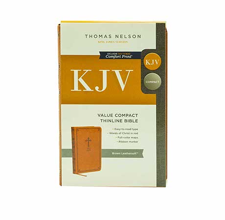 KJV HOLY BIBLE: VALUE COMPACT THINLINE, BROWN LEATHERSOFT, RED LETTER, COMFORT PRINT: KING JAMES VERSION