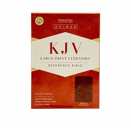 KJV LARGE PRINT ULTRATHIN REFERENCE BIBLE, BRITISH TAN LEATHERTOUCH, BLACK LETTER EDITION