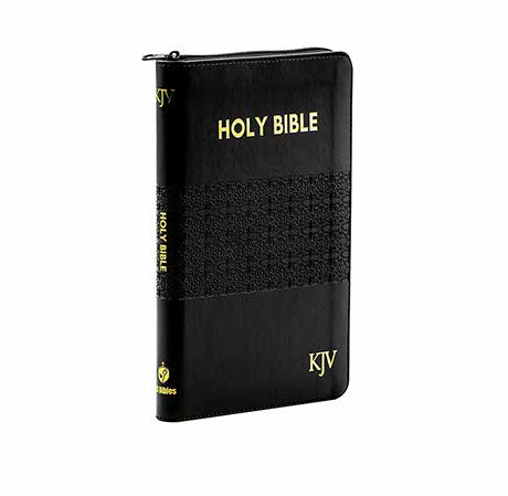 KJV HOLY BIBLE MEDIUM ZIP POLYURETHANE BLACK