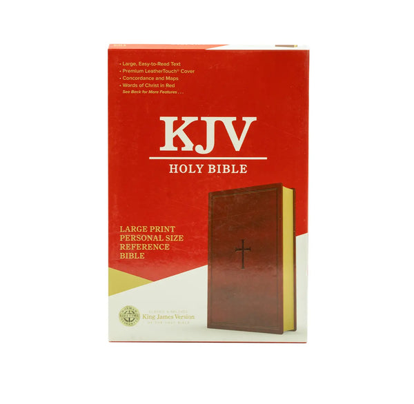 KJV LARGE PRINT PERSONAL SIZE REFERENCE BIBLE, BROWN LEATHERTOUCH, MASS MARKET EDITION, RED LETTER, PURE CAMBRIDGE TEXT, PRESENTATION PAGE, CROSS-REFERENCES, FULL-COLOR MAPS, EASY-TO-READ MCM TYPE
