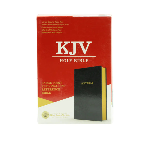 KJV LARGE PRINT PERSONAL SIZE REFERENCE BIBLE, BLACK LEATHERTOUCH, RED LETTER