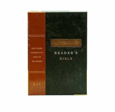 KJV READER'S BIBLE, BLACK/BROWN TOOLED LEATHERTOUCH