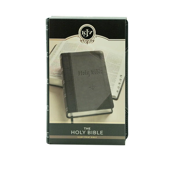 KJV HOLY BIBLE, GIANT PRINT STANDARD SIZE FAUX LEATHER RED LETTER EDITION, BLACK/GRAY