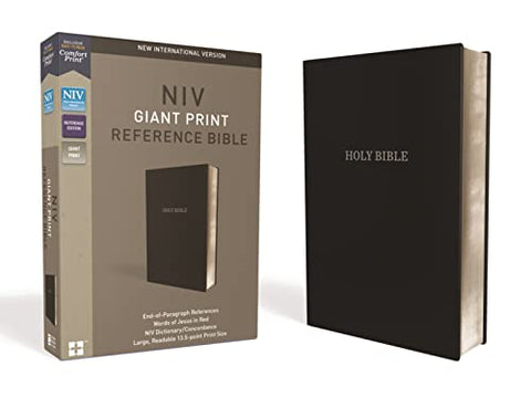 NIV, Reference Bible, Giant Print, Leather-Look, Black, Red