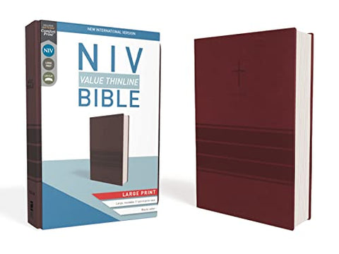 NIV, Value Thinline Bible, Large Print, Leathersoft, Burgund