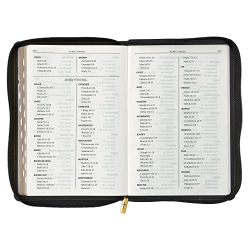KJV Holy Bible, Thinline Large Print Faux Leather Red Letter Edition - Thumb Index & Ribbon Marker, King James Version, Black, Zipper Closure
