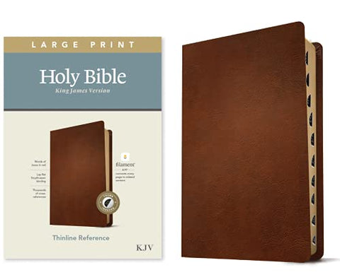 KJV Large Print Thinline Reference Bible, Filament Enabled E: King James Version, Thinline Reference Bible, Brown, Filament Enabled Edition, Red Letter, Genuine Leather