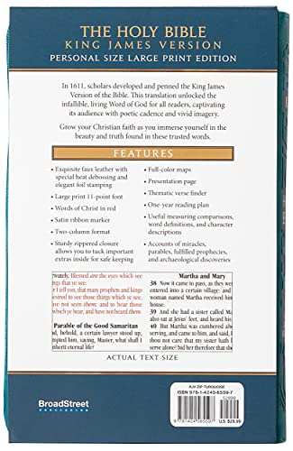 KJV Holy Bible Zip Turquoise: King James Version, Turquoise, Zip