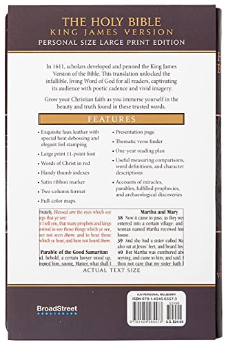 KJV Holy Bible Personal Mulberry: King James Version, Mulberry, Personal, Red Letter