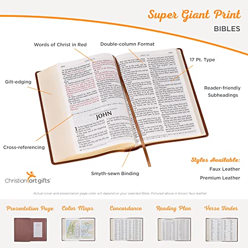KJV Super Giant Print Brown Red Letters