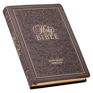 KJV Bible Thinline Brown with Flowers