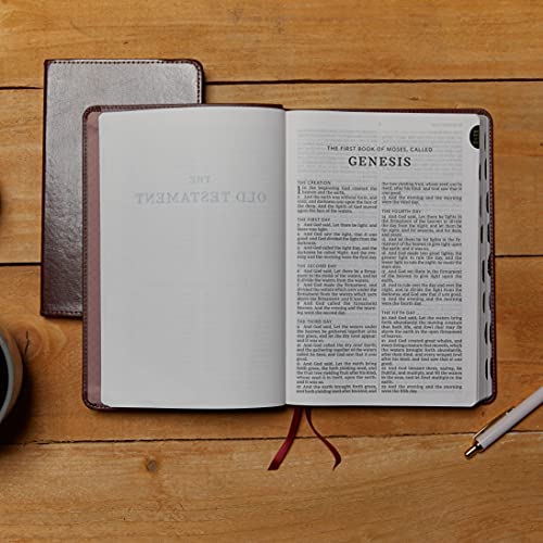 KJV, Thinline Bible, Large Print, Leathersoft, Burgundy, Thumb Indexed, Red Letter, Comfort Print: Holy Bible, King James Version