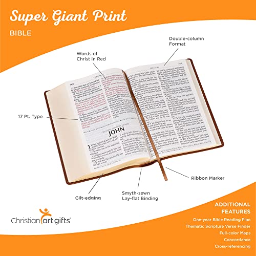 KJV Super Giant Print Brown Red Letters