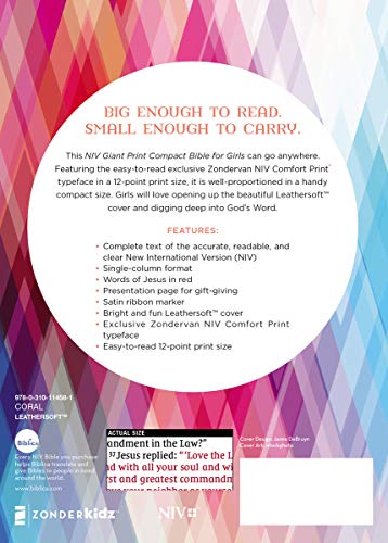 Holy Bible: New International Version, Coral, Leathersoft, Giant Print Bible for Girls, Comfort Print