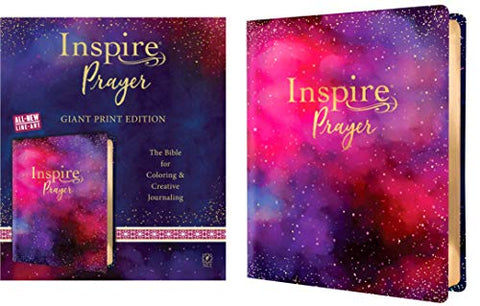 NLT Inspire PRAYER Bible Giant Print (LeatherLike, Purple): The Bible for Coloring & Creative Journaling