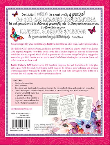 Inspire Catholic Bible NLT: The Bible for Coloring & Creative Journaling