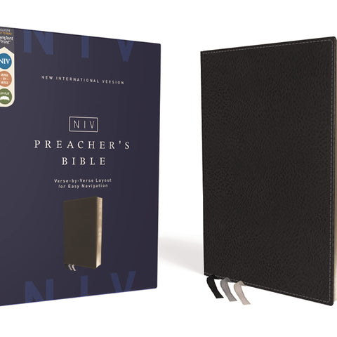 Holy Bible: New International Version, Preacher's Bible, Black, Verse-by-verse Format, Leathersoft, Comfort Print Imitation Leather – Import, 28 April 2020