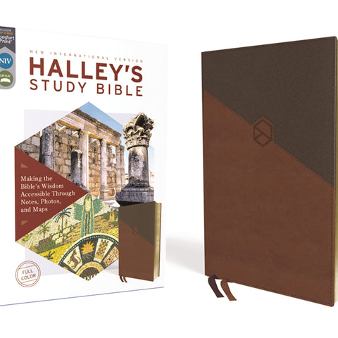 Halley's Study Bible: New International Version, Brown, Leathersoft, Comfort Print: Making the Bible's Wisdom Accessible Through Notes, Photos, and Maps Imitation Leather – Import, 3 March 2020