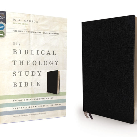 NIV Biblical Theology Study Bible: New International Version, Biblical Theology Study Bible, Black, Bonded Leather, Comfort Print; Follow God s Redemptive Plan As It Unfolds Throughout Scripture Bonded Leather