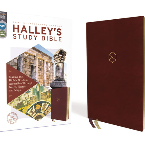 Halley's Study Bible: New International Version, Burgundy, Leathersoft, Comfort Print: Making the Bible's Wisdom Accessible Through Notes, Photos, and Maps Imitation Leather – Import, 3 March 2020