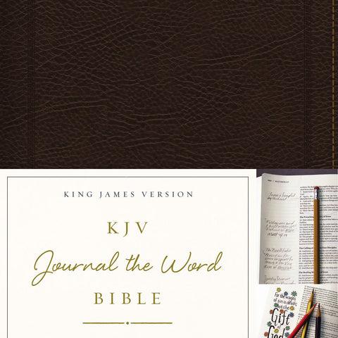 KJV, Journal the Word Bible, Bonded Leather, Brown, Red Letter Edition: Reflect, Journal, or Create Art Next to Your Favorite Verses Bonded Leather