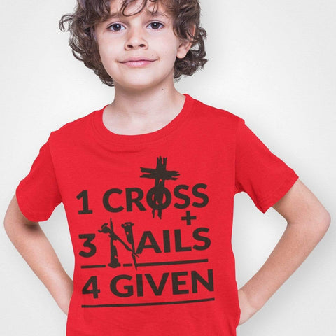 Christian Boys T-Shirts - 1cross,3nails,4given - Share Your Faith with Fun and Durable Christian Apparel Boys T-Shirts