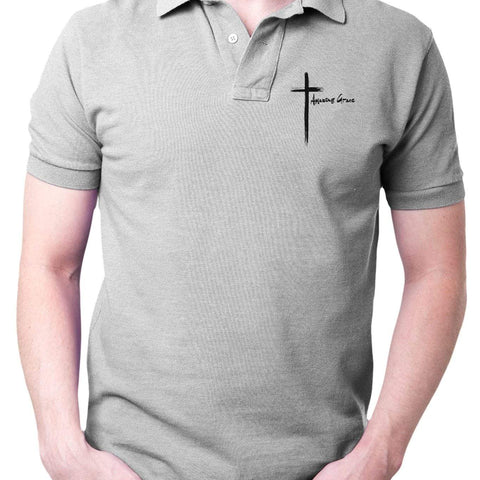 Amazing Grace Cross - Polo T Shirt - Faith-Inspired Christian T-Shirts: Wear Your Beliefs with Pride
