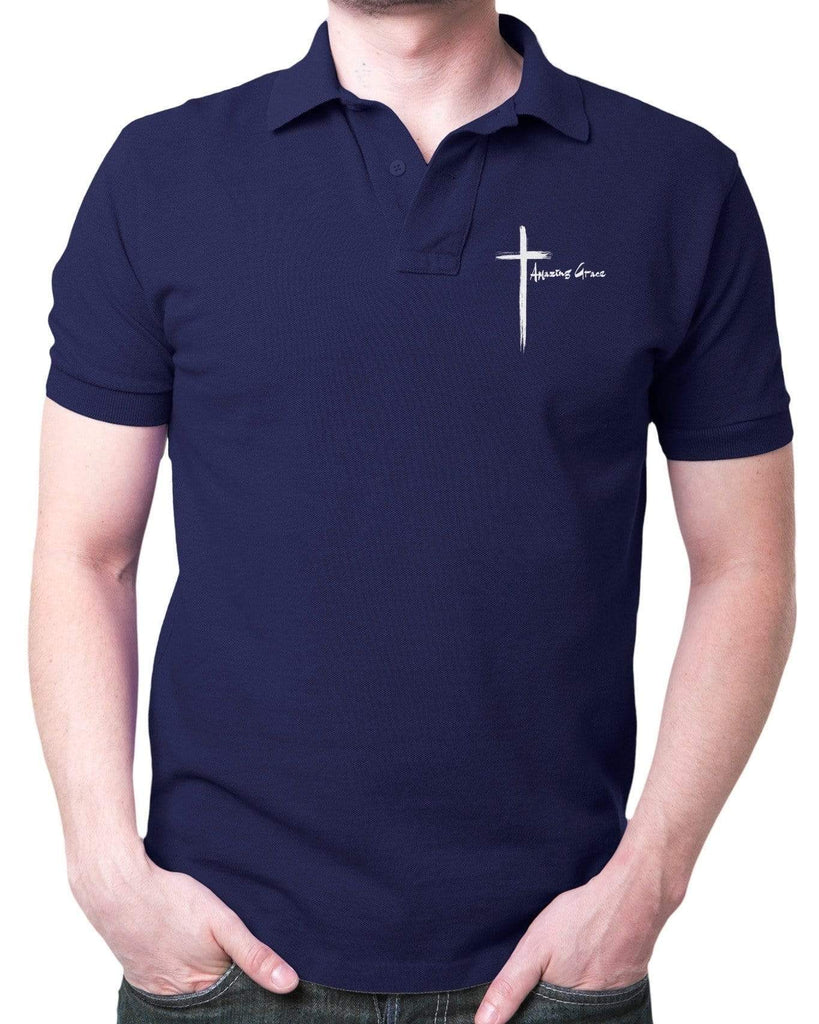 Amazing Grace Cross - Polo T Shirt - Faith-Inspired Christian T-Shirts: Wear Your Beliefs with Pride