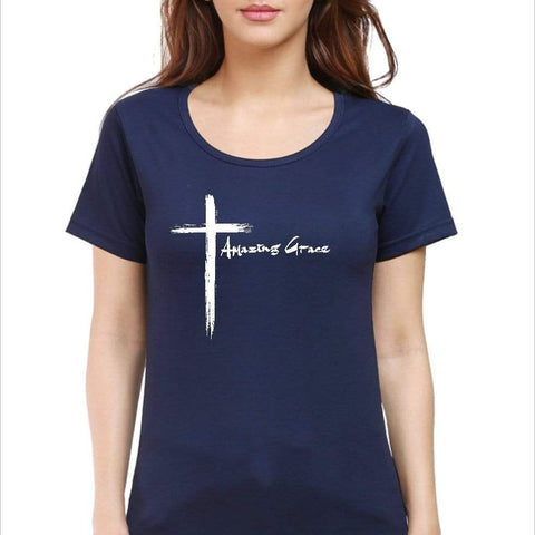 Amazing Grace Cross - Christian T-Shirts for Girls and Women | Faith-Inspired Clothing